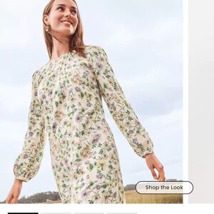 Floral linen blend swing dress